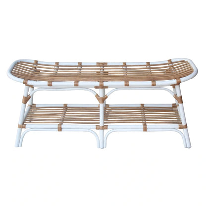 Damara Rattan Bench w/ Shelf