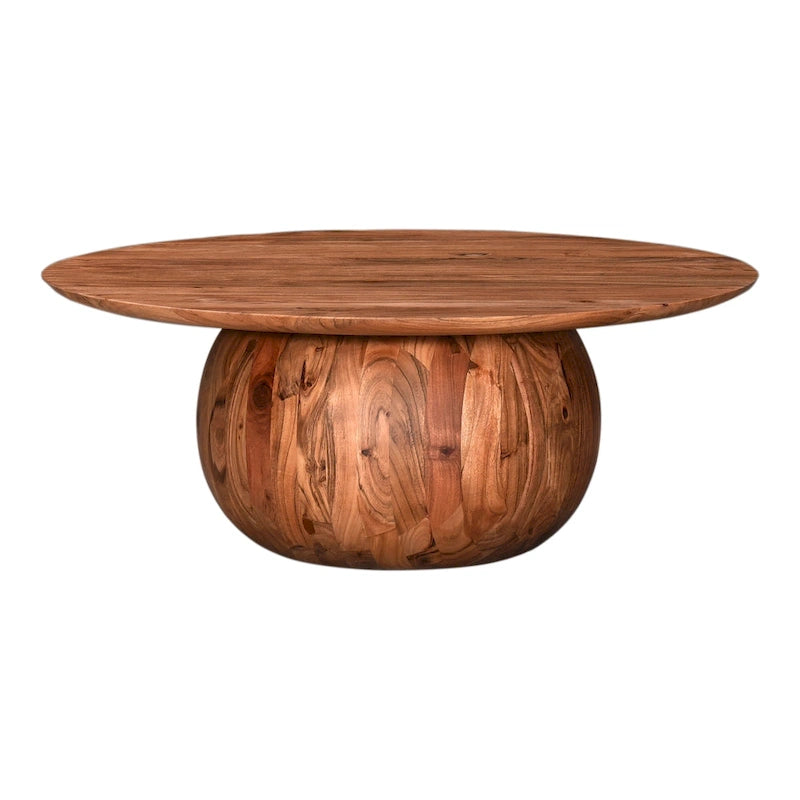 Aurelle Home Modern Solid Acacia Wood Round Base Coffee Table