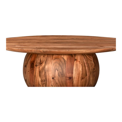 Aurelle Home Modern Solid Acacia Wood Round Base Coffee Table