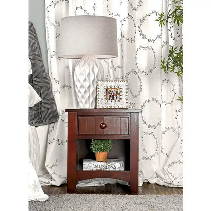 Ettrick Transitional Espresso Wood 1-Drawer Night Stand by Copper Grove