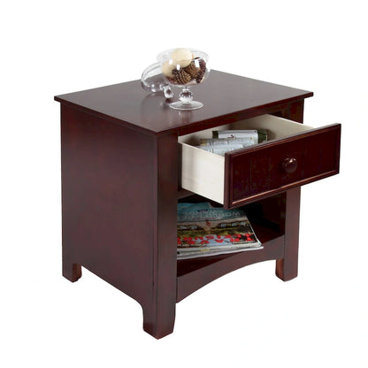 Ettrick Transitional Espresso Wood 1-Drawer Night Stand by Copper Grove