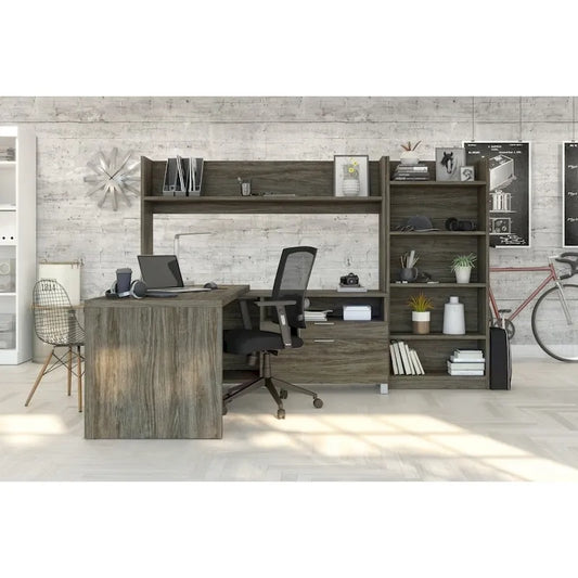 Pro-Linea L-Desk with Bookcase