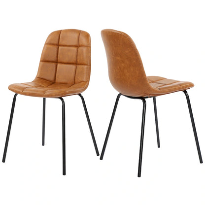 Faux Leather Dining Chairs Upholstered Side Chairs with Metal Legs Set of 2
