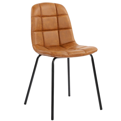 Faux Leather Dining Chairs Upholstered Side Chairs with Metal Legs Set of 2