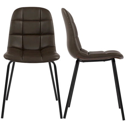 Faux Leather Dining Chairs Upholstered Side Chairs with Metal Legs Set of 2