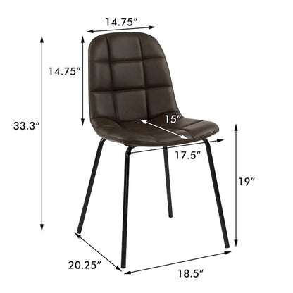 Faux Leather Dining Chairs Upholstered Side Chairs with Metal Legs Set of 2
