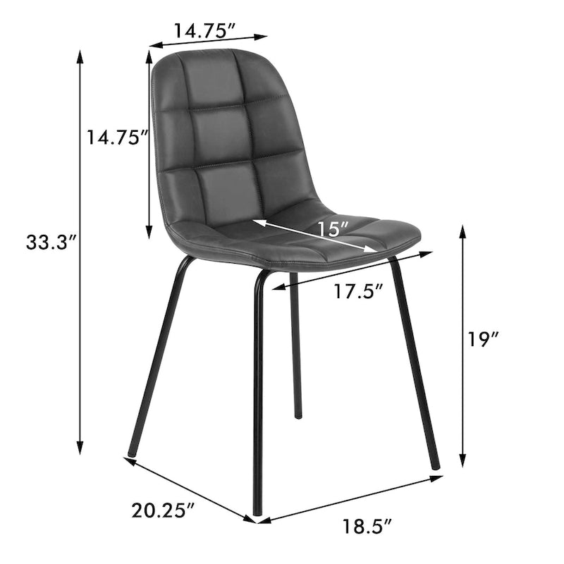 Faux Leather Dining Chairs Upholstered Side Chairs with Metal Legs Set of 2