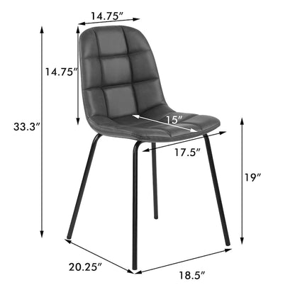Faux Leather Dining Chairs Upholstered Side Chairs with Metal Legs Set of 2