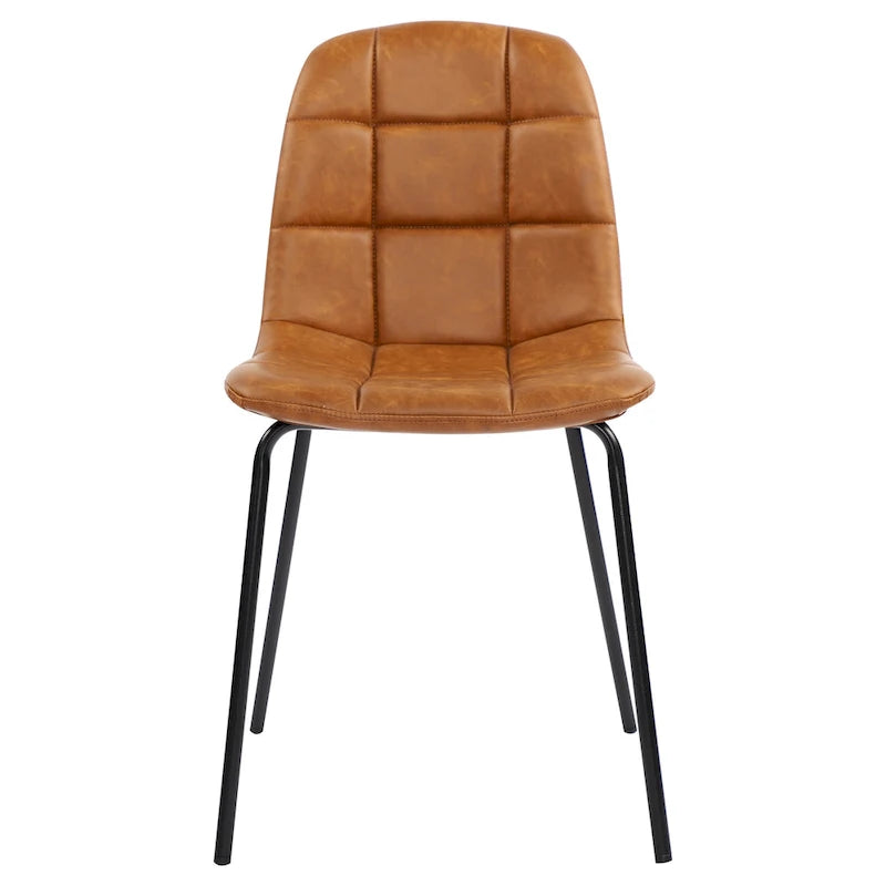 Faux Leather Dining Chairs Upholstered Side Chairs with Metal Legs Set of 2