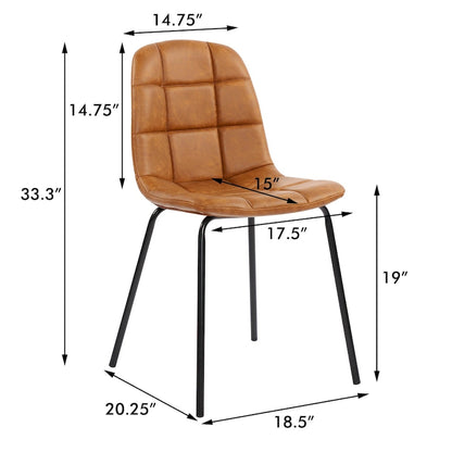 Faux Leather Dining Chairs Upholstered Side Chairs with Metal Legs Set of 2