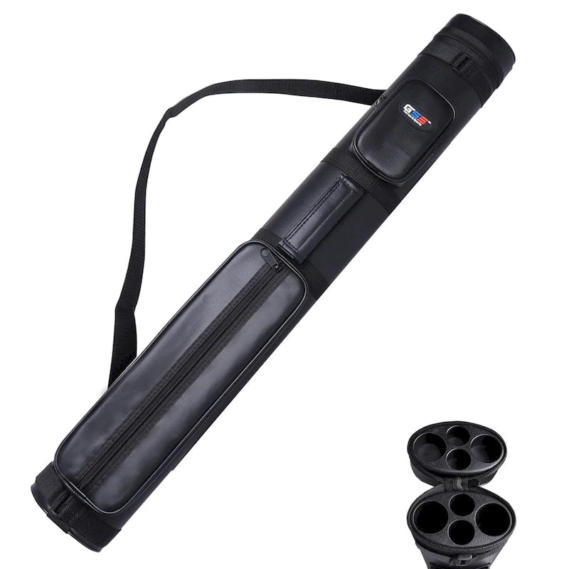 GSE 2x2 Oval Hard Billiard Pool Cue Stick Carrying Case, Billiard Cue Case Holds 2 Butts/2 Shafts (5 Colors)