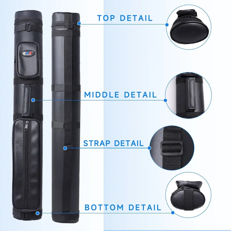 GSE 2x2 Oval Hard Billiard Pool Cue Stick Carrying Case, Billiard Cue Case Holds 2 Butts/2 Shafts (5 Colors)