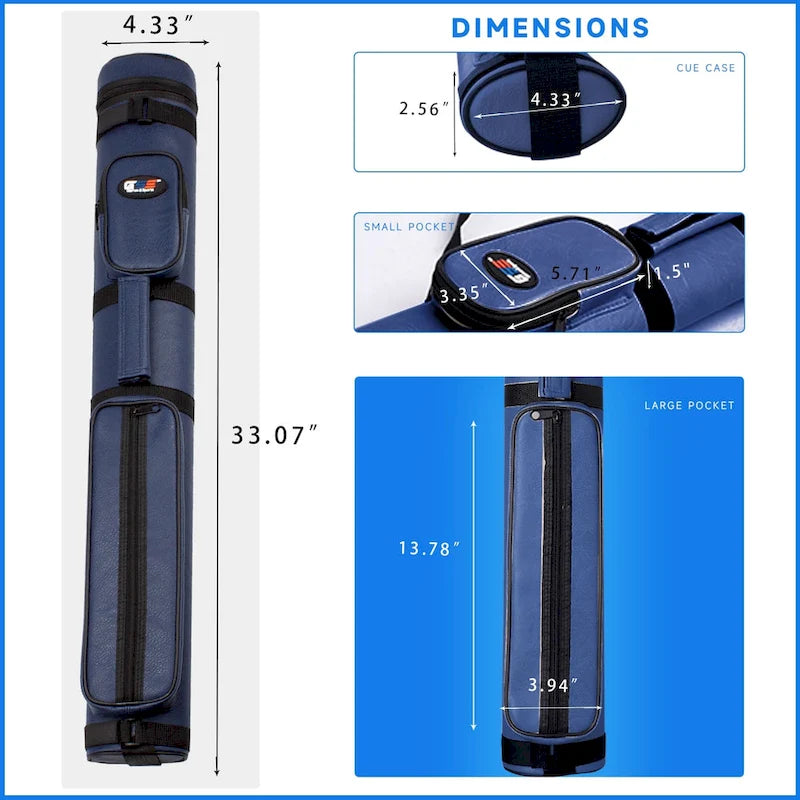 GSE 2x2 Oval Hard Billiard Pool Cue Stick Carrying Case, Billiard Cue Case Holds 2 Butts/2 Shafts (5 Colors)