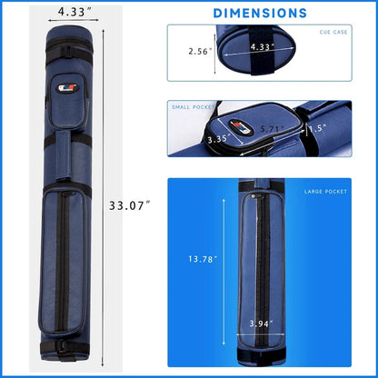 GSE 2x2 Oval Hard Billiard Pool Cue Stick Carrying Case, Billiard Cue Case Holds 2 Butts/2 Shafts (5 Colors)