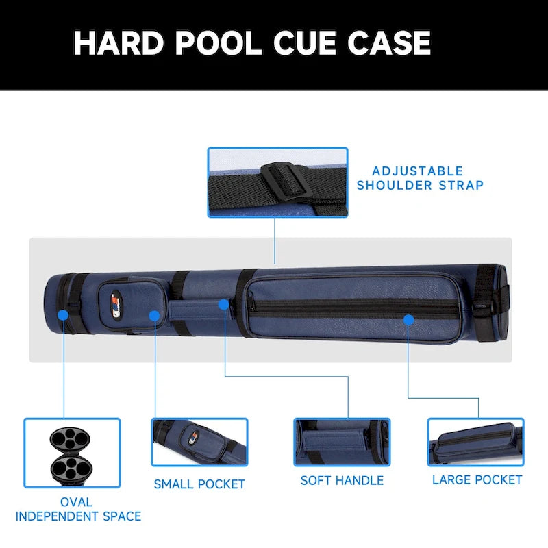 GSE 2x2 Oval Hard Billiard Pool Cue Stick Carrying Case, Billiard Cue Case Holds 2 Butts/2 Shafts (5 Colors)