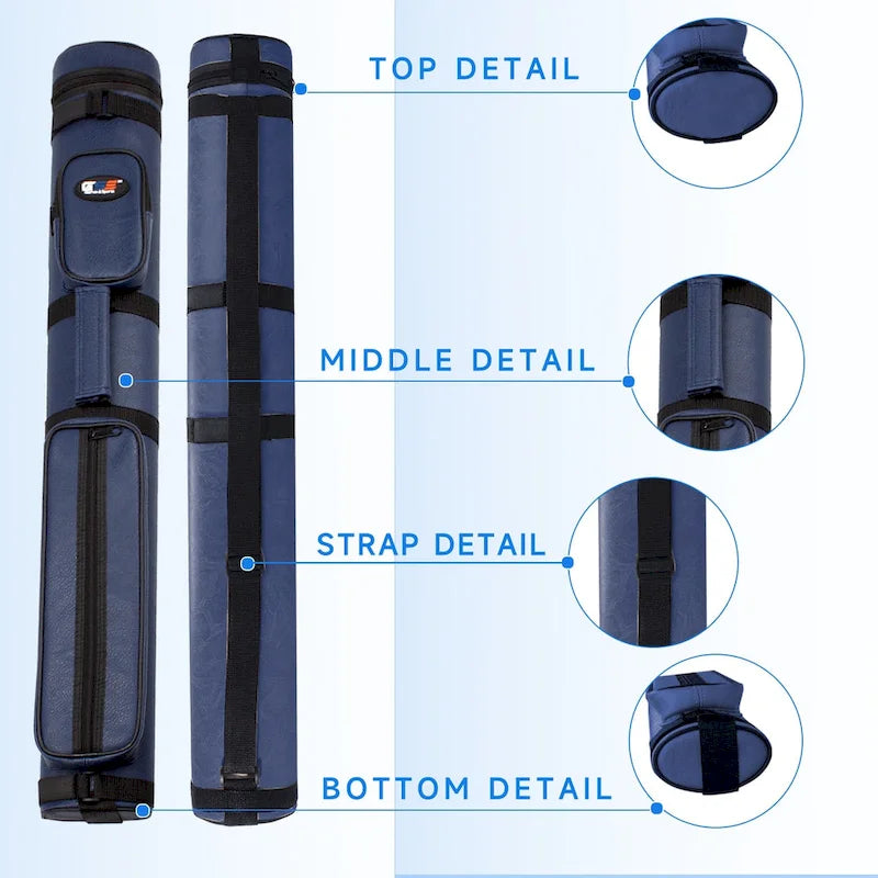 GSE 2x2 Oval Hard Billiard Pool Cue Stick Carrying Case, Billiard Cue Case Holds 2 Butts/2 Shafts (5 Colors)
