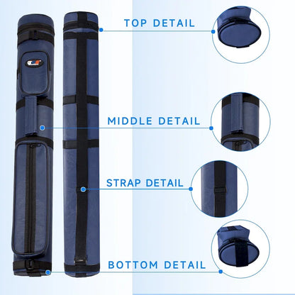 GSE 2x2 Oval Hard Billiard Pool Cue Stick Carrying Case, Billiard Cue Case Holds 2 Butts/2 Shafts (5 Colors)