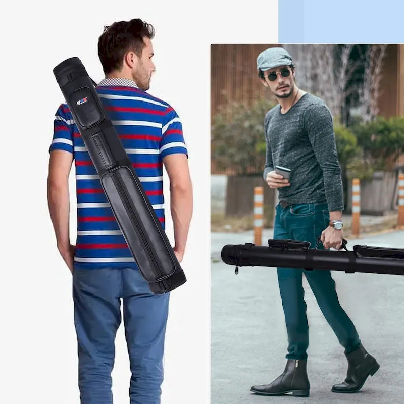 GSE 2x2 Oval Hard Billiard Pool Cue Stick Carrying Case, Billiard Cue Case Holds 2 Butts/2 Shafts (5 Colors)