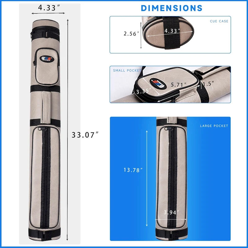 GSE 2x2 Oval Hard Billiard Pool Cue Stick Carrying Case, Billiard Cue Case Holds 2 Butts/2 Shafts (5 Colors)