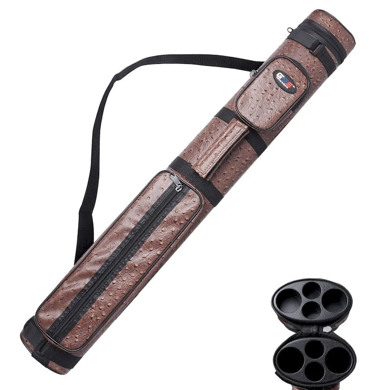 GSE 2x2 Oval Hard Billiard Pool Cue Stick Carrying Case, Billiard Cue Case Holds 2 Butts/2 Shafts (5 Colors)