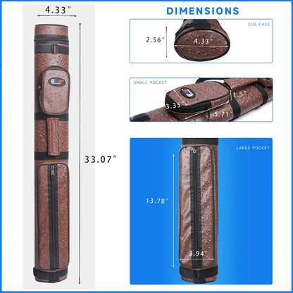 GSE 2x2 Oval Hard Billiard Pool Cue Stick Carrying Case, Billiard Cue Case Holds 2 Butts/2 Shafts (5 Colors)