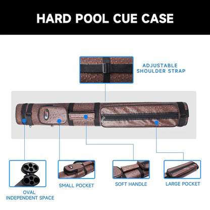 GSE 2x2 Oval Hard Billiard Pool Cue Stick Carrying Case, Billiard Cue Case Holds 2 Butts/2 Shafts (5 Colors)