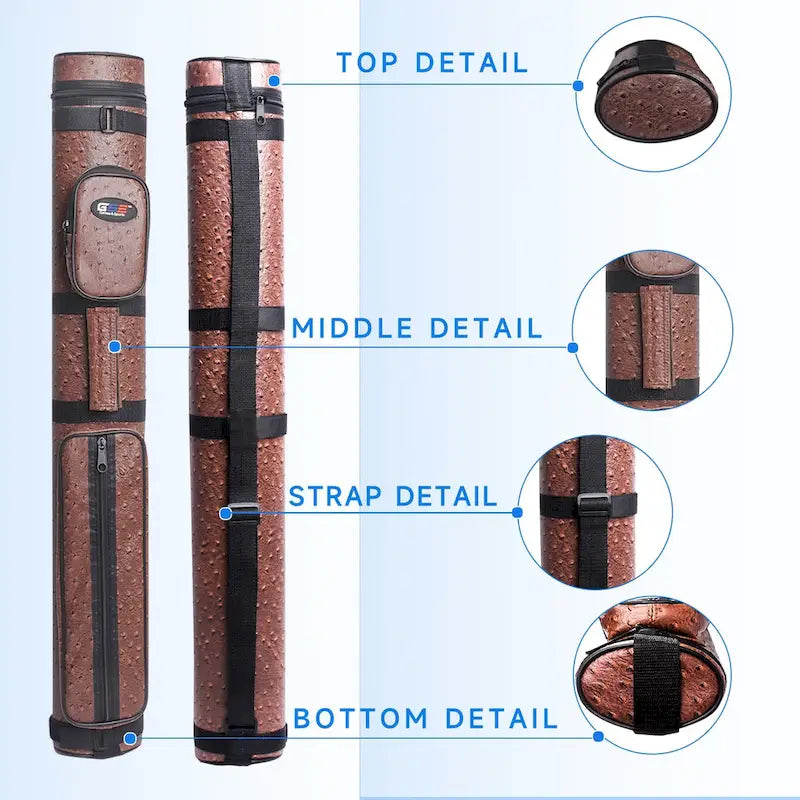 GSE 2x2 Oval Hard Billiard Pool Cue Stick Carrying Case, Billiard Cue Case Holds 2 Butts/2 Shafts (5 Colors)