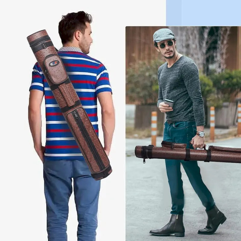 GSE 2x2 Oval Hard Billiard Pool Cue Stick Carrying Case, Billiard Cue Case Holds 2 Butts/2 Shafts (5 Colors)
