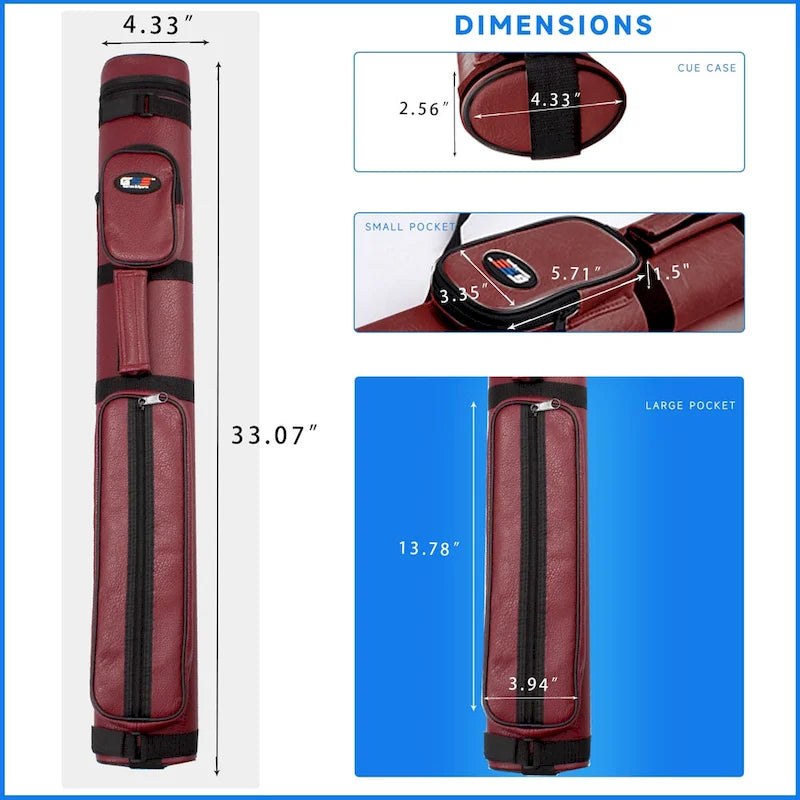 GSE 2x2 Oval Hard Billiard Pool Cue Stick Carrying Case, Billiard Cue Case Holds 2 Butts/2 Shafts (5 Colors)