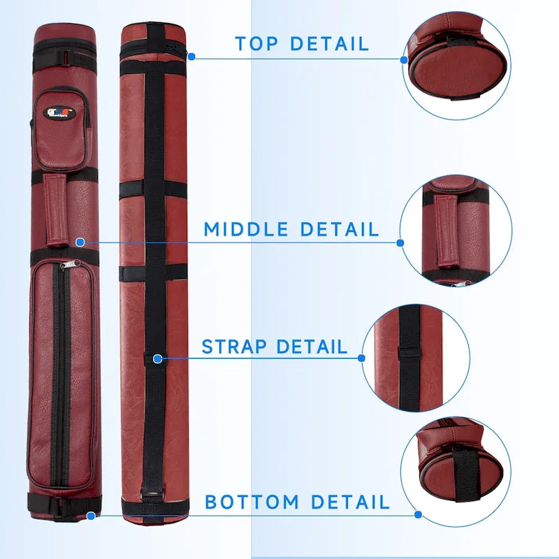 GSE 2x2 Oval Hard Billiard Pool Cue Stick Carrying Case, Billiard Cue Case Holds 2 Butts/2 Shafts (5 Colors)