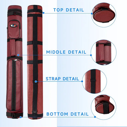 GSE 2x2 Oval Hard Billiard Pool Cue Stick Carrying Case, Billiard Cue Case Holds 2 Butts/2 Shafts (5 Colors)