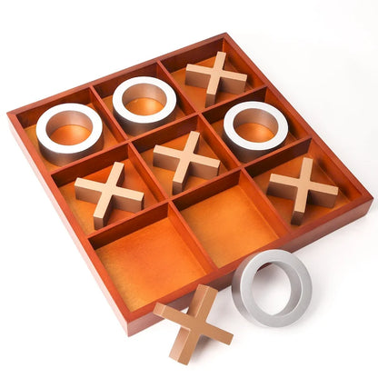 GSE 14 Giant Wooden Tic Tac Toe Game Set for Kids and Adults. Great for Office, Living Guest Room, Coffee Table Dcor Game