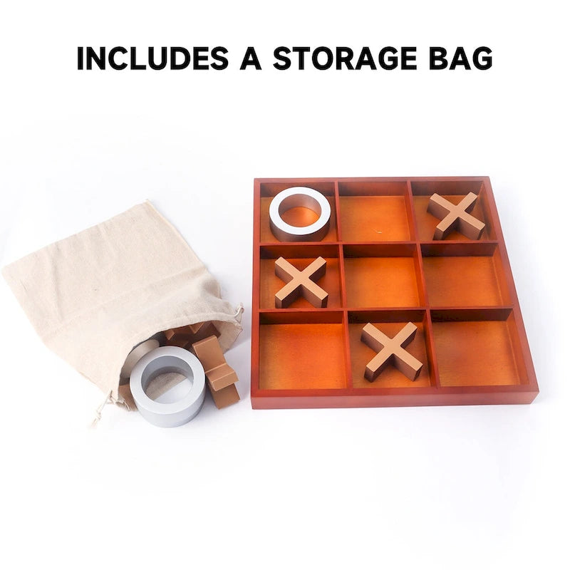 GSE 14 Giant Wooden Tic Tac Toe Game Set for Kids and Adults. Great for Office, Living Guest Room, Coffee Table Dcor Game