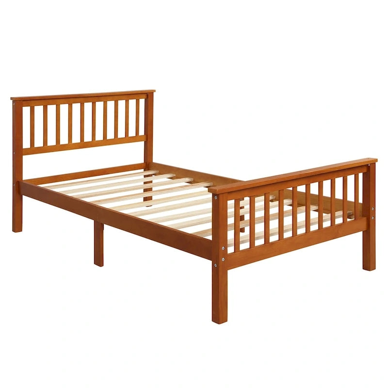 Wood Platform Bed with Headboard and Footboard