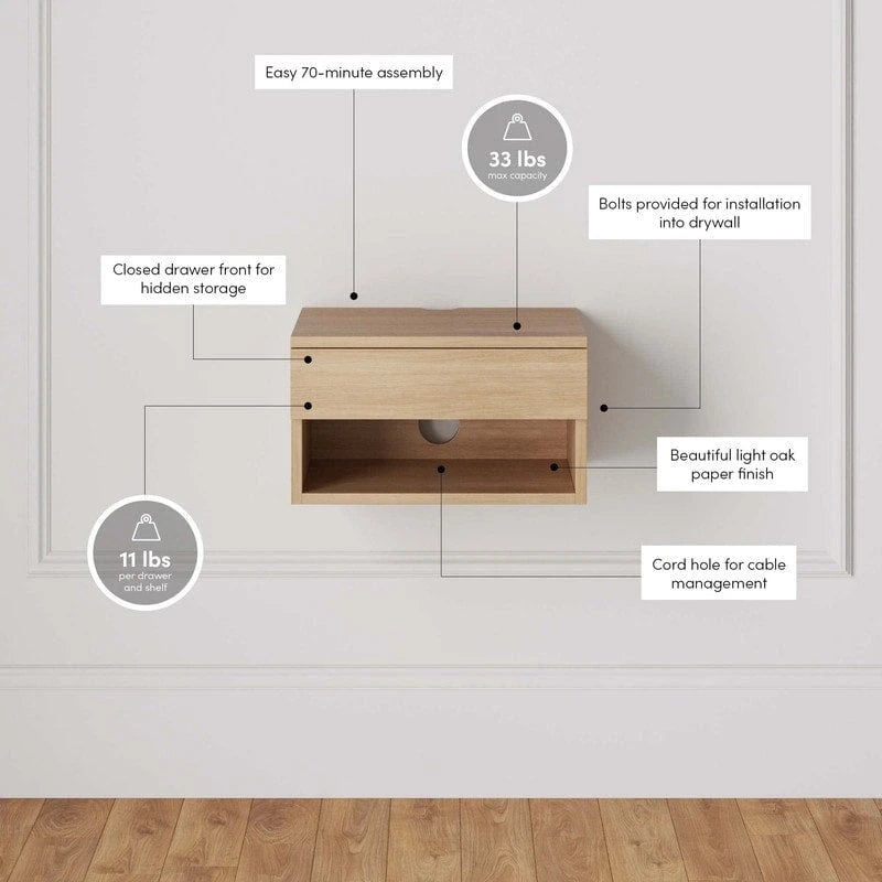 Modern Floating Bedside Nightstand