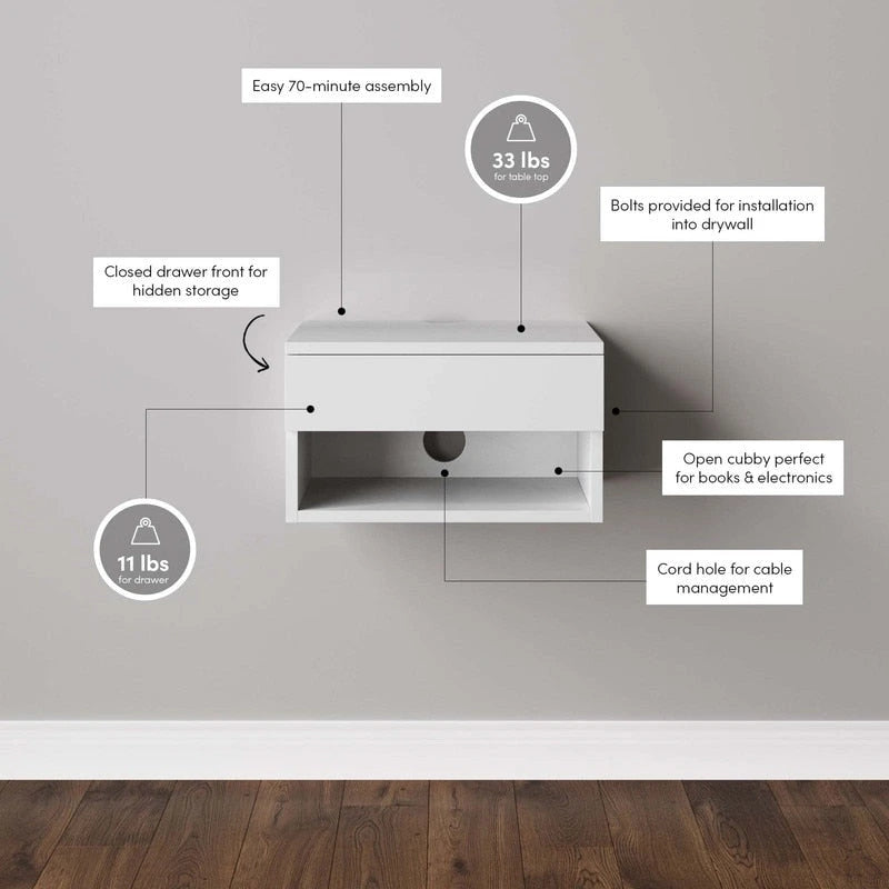 Modern Floating Bedside Nightstand