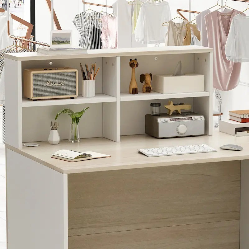 FUFU&GAGA Peninsula Wood Reception Desk Working Desk Secretary Desk