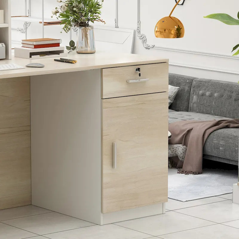 FUFU&GAGA Peninsula Wood Reception Desk Working Desk Secretary Desk