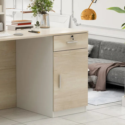 FUFU&GAGA Peninsula Wood Reception Desk Working Desk Secretary Desk