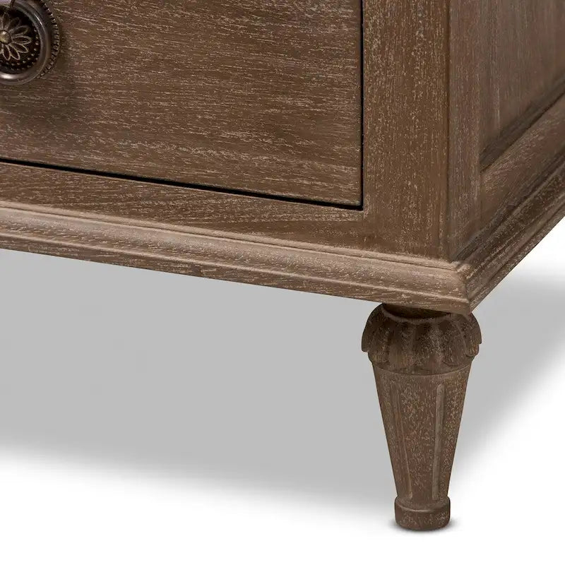 Rustic Wood 3-Drawer Nightstand by Baxton Studio