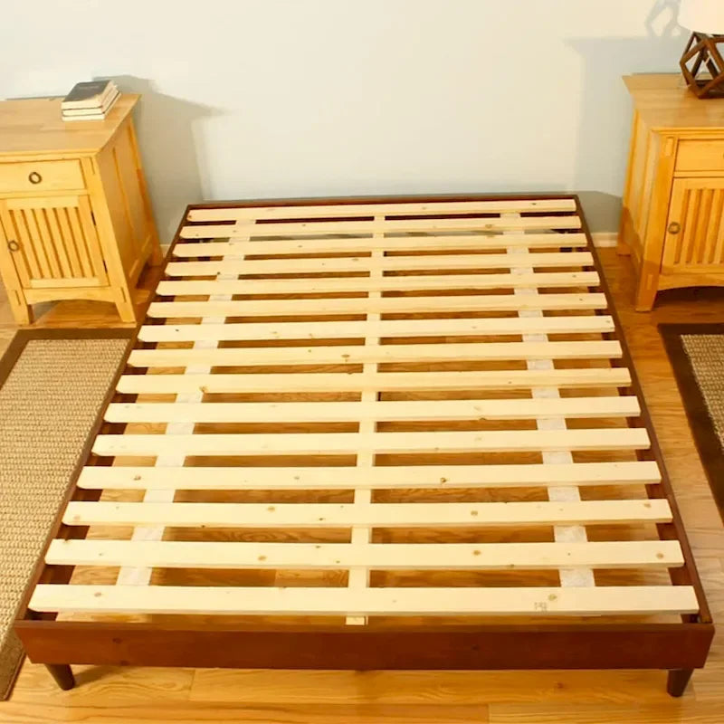 Natural Wood Platform Bed Frame for Latex or Memory Foam Mattress