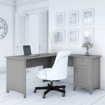 Bush Furniture Salinas L Shaped Desk with Storage in Cape Cod Gray