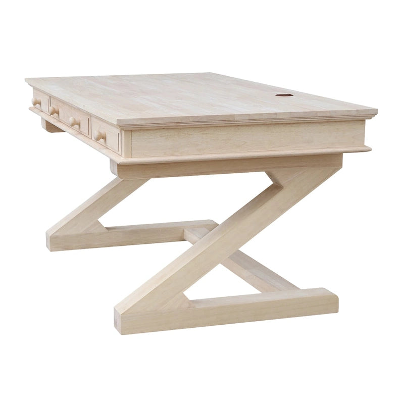 Solid Wood Unfinished Executive Desk with Zodiac Base