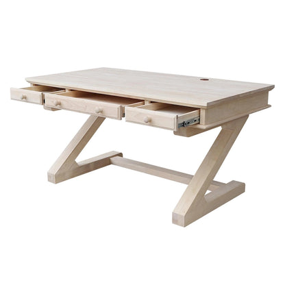 Solid Wood Unfinished Executive Desk with Zodiac Base