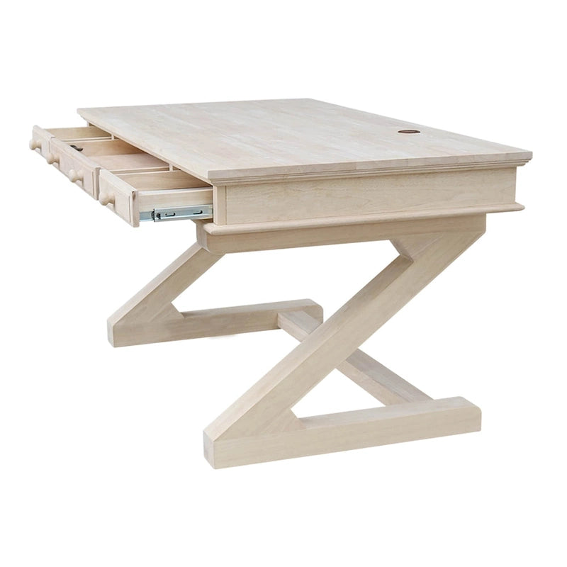 Solid Wood Unfinished Executive Desk with Zodiac Base