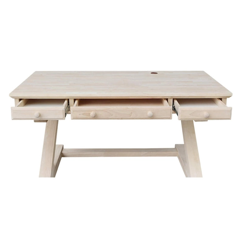 Solid Wood Unfinished Executive Desk with Zodiac Base