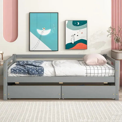 Twin Size Wooden Daybed with two Storage Drawers