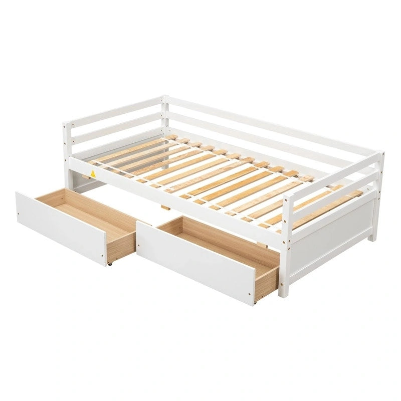 Twin Size Wooden Daybed with two Storage Drawers