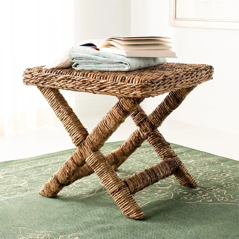 SAFAVIEH Suzette Natural Wicker x-Bench - 22 x 22 x 19.5 - 22Wx22Dx20H