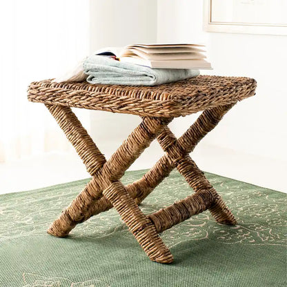 SAFAVIEH Suzette Natural Wicker x-Bench - 22 x 22 x 19.5 - 22Wx22Dx20H